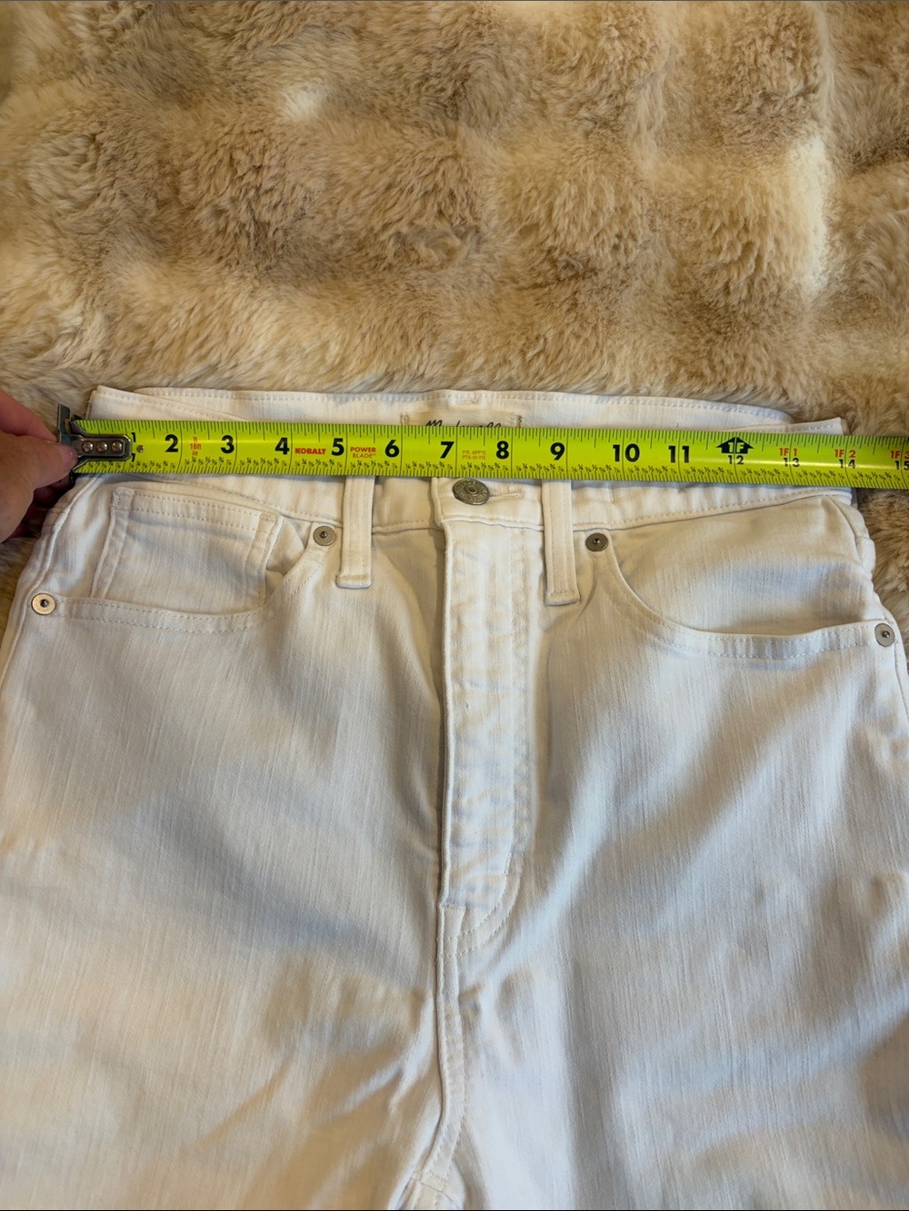 Madewell 11 inch high rise skinny jean size 28 off white/white raw hem - Picture 6 of 8